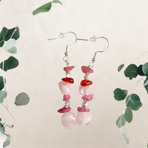 Rose Quartz and Tourmaline earrings